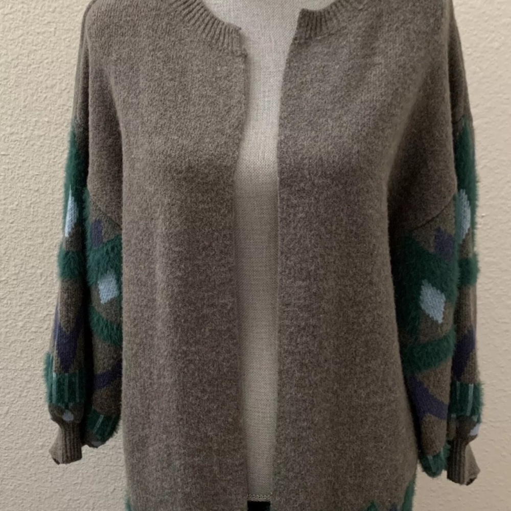 Anthropologie Kai Long Open Cardigan Sweater One Size Gray Excellent RARE HTF - Picture 3 of 12